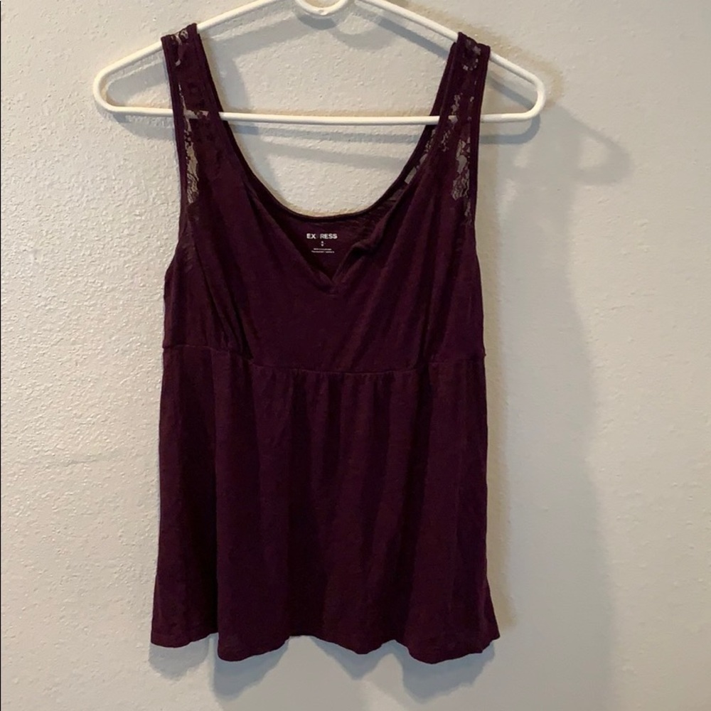 Express purple flowy tank top lace straps